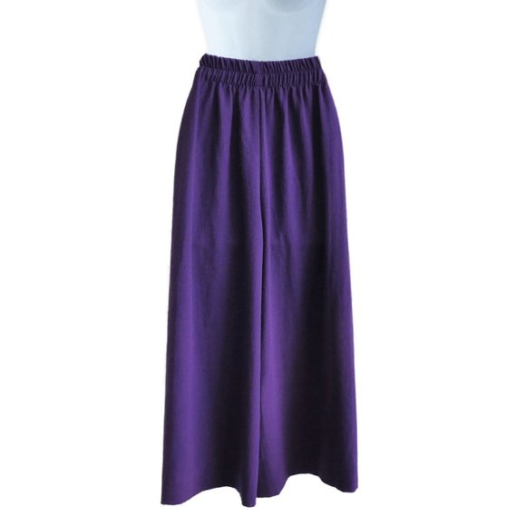 Vintage Gauchos Culottes Split Skirt Basque Waist Palazzo Purple Moonglow Button - Picture 3 of 10